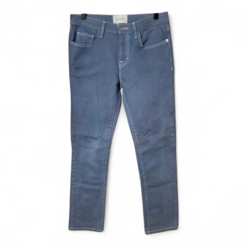 CURRENT/ELLIOT The Skinny Blue Gray Wash White Stitched Jeans - 25